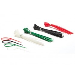 100 COLLIERS DE SERRAGE NYLON 2.5 x 160mm NOIR/BLANC/VERT/ROUGE