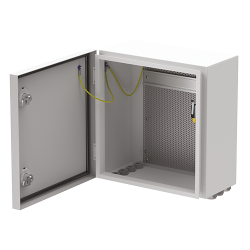 COFFRET METAL MURAL/MAT AVEC RAIL DIN 28,74x30x16cm IP66 SERRURE