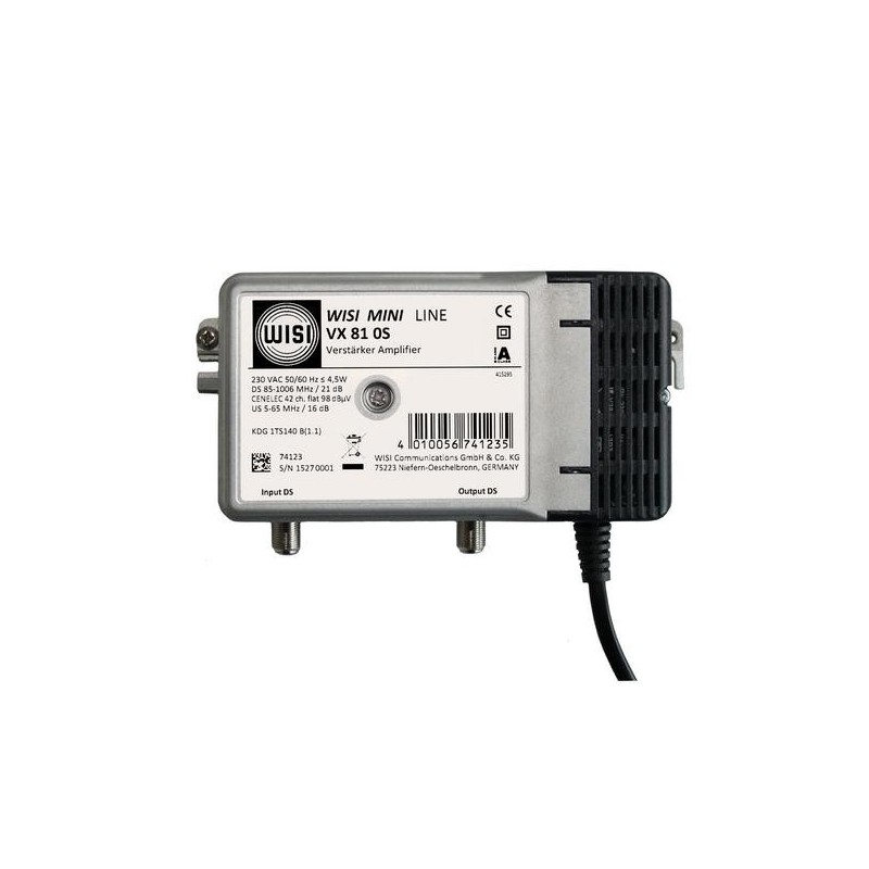 AMPLI 1 ENTREE 1 SORTIE GAIN 21 dB VOIE DE RETOUR 5-65MHz GAIN 16dB