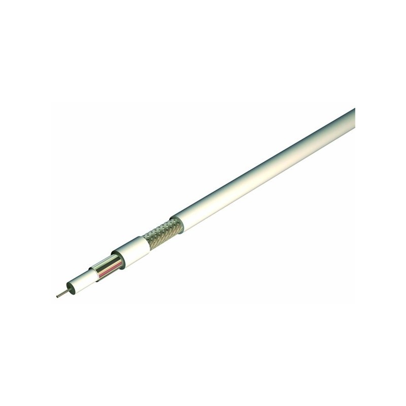 CABLE COAXIAL BLANC ACIER CUIVRE BOBINE DE 100m