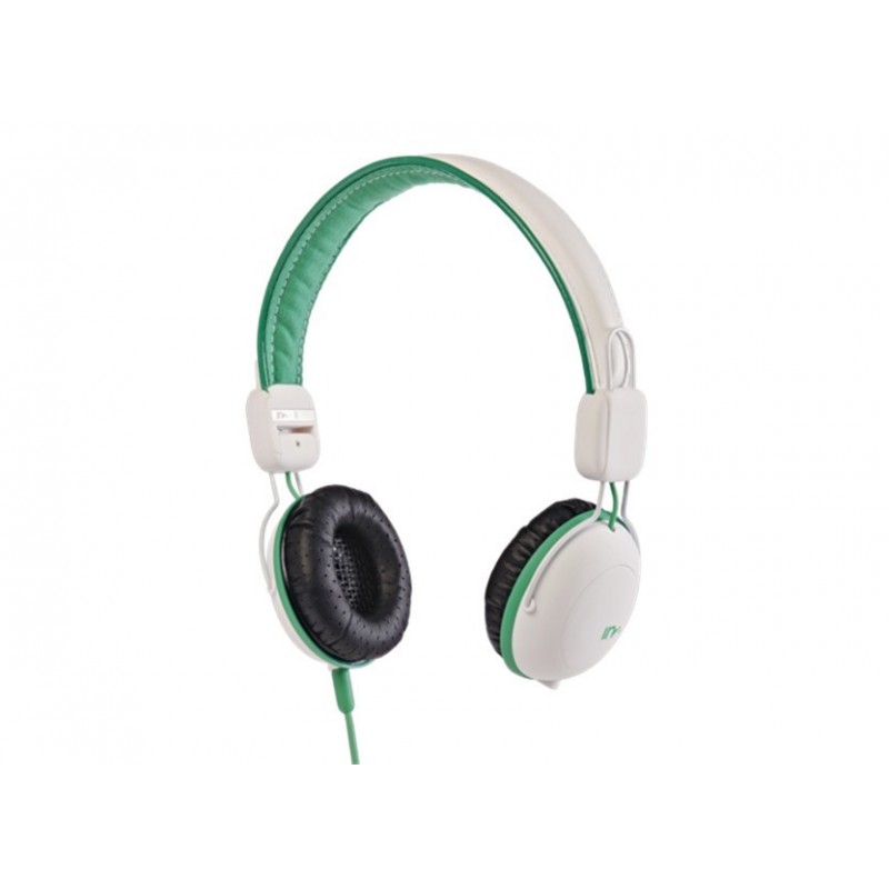 CASQUE SLIM CUIR ET COTON BLANC ET VERT